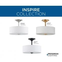 Inspire Collection 2-Light Satin Brass Summer Linen Shade New Traditional Semi-Flush Light by Progress Lighting 18 Inspire Collection 2-Light Satin Brass Summer Linen Shade New Traditional Semi-Flush Light by Progress Lighting -Progress Lighting Shop satin brass progress lighting flush mount lights p350129 012 76 1000