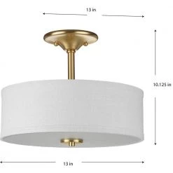 Inspire Collection 2-Light Satin Brass Summer Linen Shade New Traditional Semi-Flush Light by Progress Lighting 19 Inspire Collection 2-Light Satin Brass Summer Linen Shade New Traditional Semi-Flush Light by Progress Lighting -Progress Lighting Shop satin brass progress lighting flush mount lights p350129 012 d4 1000