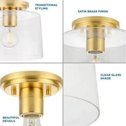 Adley Collection 1-Light Satin Brass Clear Glass New Traditional Flush Mount Light by Progress Lighting -Progress Lighting Shop satin brass progress lighting flush mount lights p350213 012 4f 1000