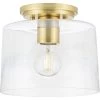Adley Collection 1-Light Satin Brass Clear Glass New Traditional Flush Mount Light by Progress Lighting