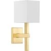 Metro 5.5 in. 1-Light Satin Brass New Traditional Wall Sconce with Summer Linen Shade by Progress Lighting -Progress Lighting Shop satin brass progress lighting vanity lighting p710016 012 64 1000