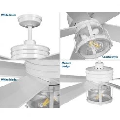 Midvale 56 in. 2-Light 5-Blade White AC Motor Coastal Ceiling Fan with Light by Progress Lighting -Progress Lighting Shop satin white progress lighting ceiling fans with lights p250011 028 wb 1f 1000