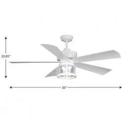 Midvale 56 in. 2-Light 5-Blade White AC Motor Coastal Ceiling Fan with Light by Progress Lighting -Progress Lighting Shop satin white progress lighting ceiling fans with lights p250011 028 wb 76 1000