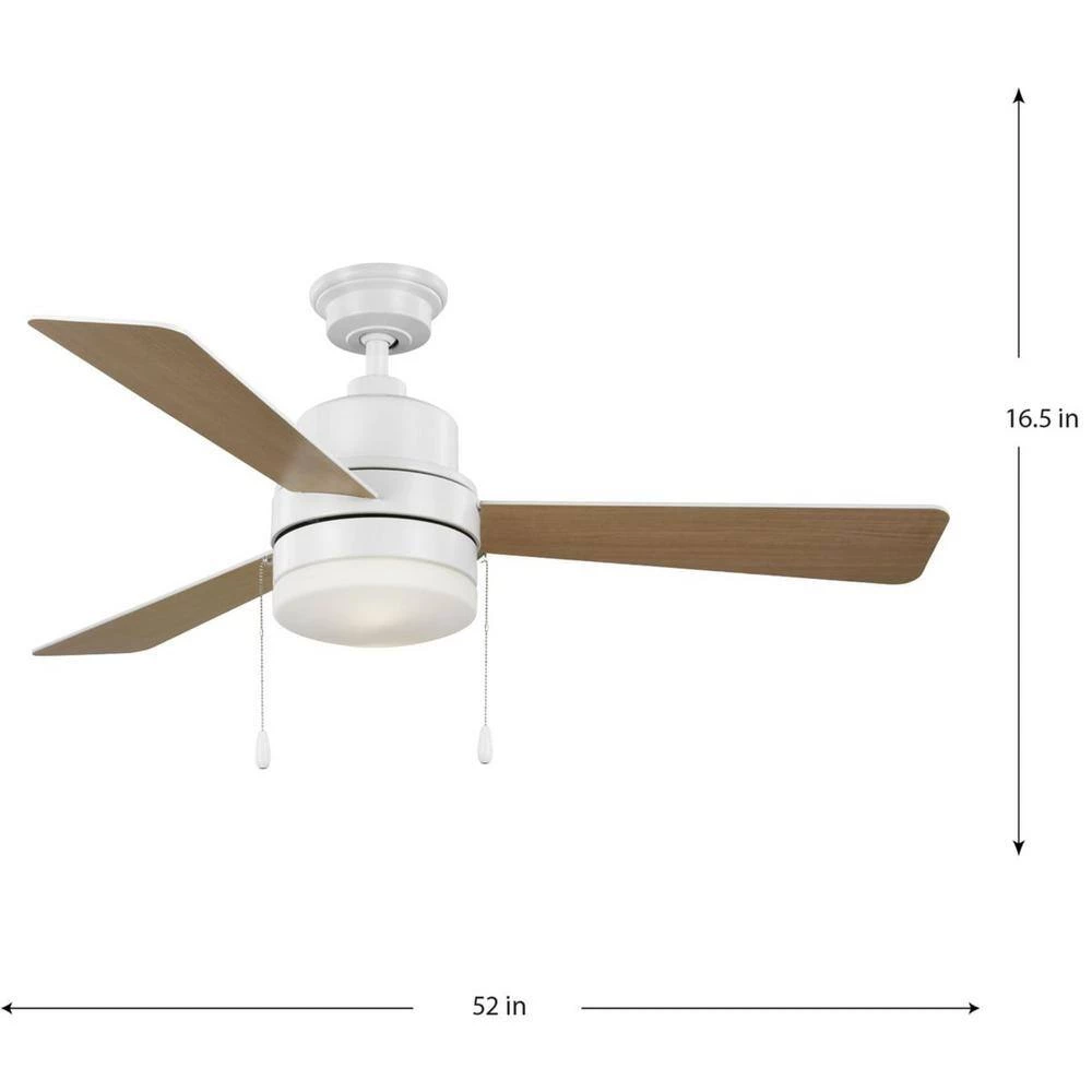 Trevina V 52 in. LED Indoor Satin White ENERGY STAR Modern Ceiling Fan with Light Kit and White Opal Shade by Progress Lighting 4 Trevina V 52 in. LED Indoor Satin White ENERGY STAR Modern Ceiling Fan with Light Kit and White Opal Shade by Progress Lighting - Image 2
