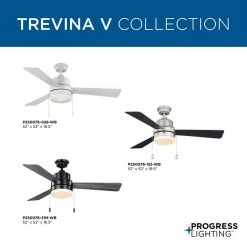 Trevina V 52 in. LED Indoor Satin White ENERGY STAR Modern Ceiling Fan with Light Kit and White Opal Shade by Progress Lighting 16 Trevina V 52 in. LED Indoor Satin White ENERGY STAR Modern Ceiling Fan with Light Kit and White Opal Shade by Progress Lighting -Progress Lighting Shop satin white progress lighting ceiling fans with lights p250076 028 wb fa 1000