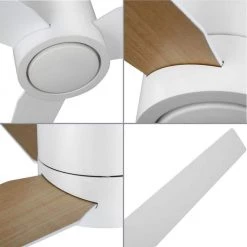Braden 56 in. Integrated LED Indoor Satin White Mid-Century Modern Ceiling Fan with Light Kit by Progress Lighting -Progress Lighting Shop satin white progress lighting ceiling fans with lights p2588 2830k c3 1000