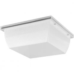 Hard-Nox 1-Light Satin White Polycarbonate Shade Commercial Grade Outdoor Wall Or Ceiling Mounted Fixture by Progress Lighting