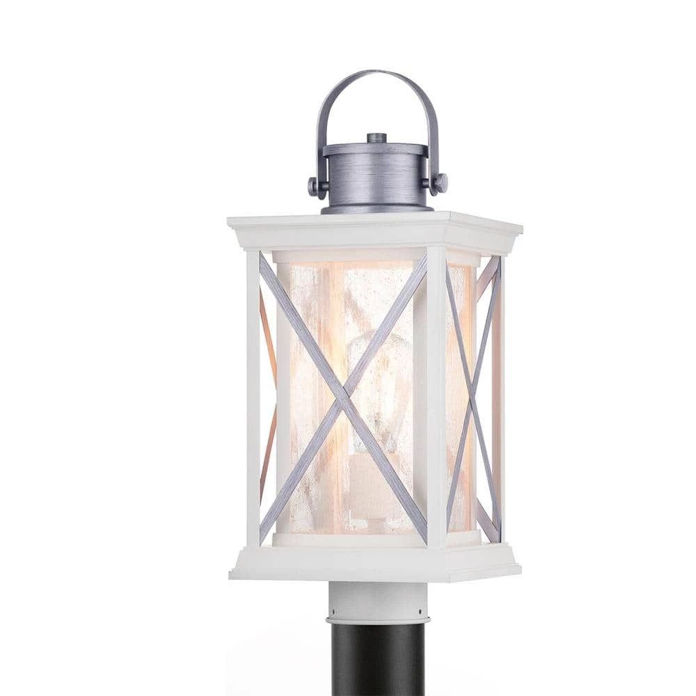 Pendleton 1-Light Outdoor Satin White Post Light with Antique Silver Accents by Progress Lighting 3 Pendleton 1-Light Outdoor Satin White Post Light with Antique Silver Accents by Progress Lighting