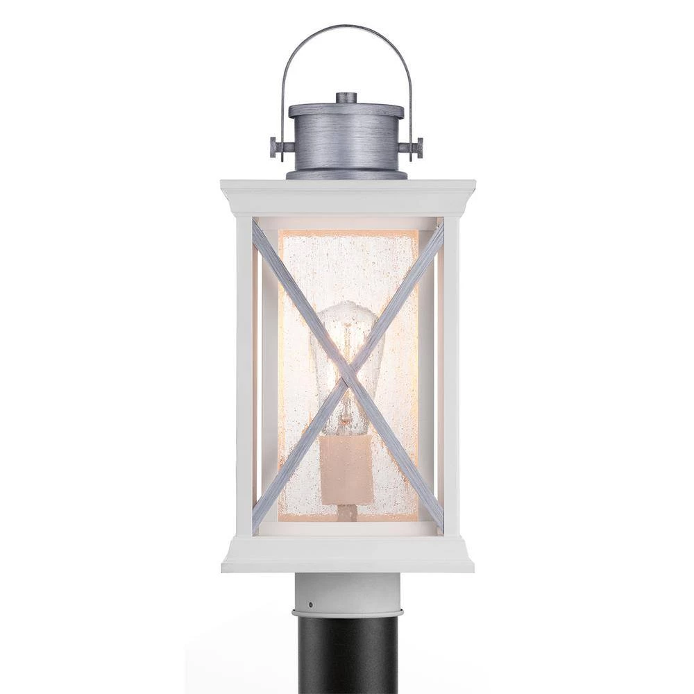 Pendleton 1-Light Outdoor Satin White Post Light with Antique Silver Accents by Progress Lighting 4 Pendleton 1-Light Outdoor Satin White Post Light with Antique Silver Accents by Progress Lighting - Image 2