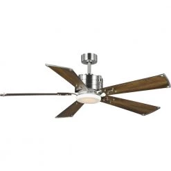 Glenfalls 56 in. 5-Blade LED Reversible Silver/Chestnut AC Motor Transitional Ceiling Fan with Light by Progress Lighting