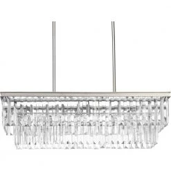 Glimmer Collection 4-Light Silver Ridge Luxe LinearChandelier Light by Progress Lighting