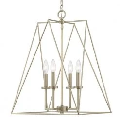 Ferncroft 4-Light Silver Ridge Pendant with Antique Nickel Accents by Progress Lighting