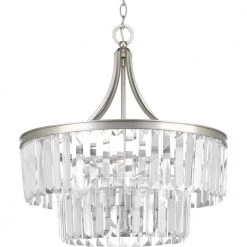Glimmer Collection 5-Light Silver Ridge Pendant with Clear Glass by Progress Lighting
