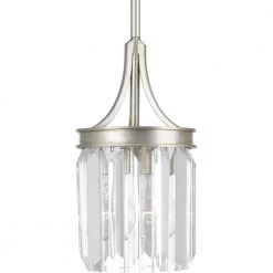 Glimmer Collection 1-Light Silver Ridge Mini Pendant with Clear Glass by Progress Lighting