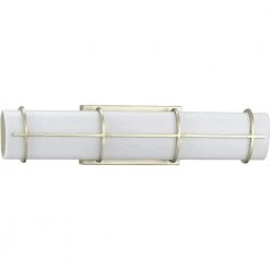 Grid LED Collection 1-Light Silver Ridge White Linen Glass LED Modern Wall Light by Progress Lighting