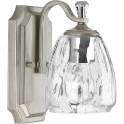 Anjoux Collection 1-Light Silver Ridge Clear Water Glass Luxe Bath Vanity Light by Progress Lighting -Progress Lighting Shop silver ridge progress lighting wall sconces p300116 134 1f 1000