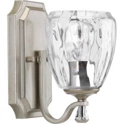 Anjoux Collection 1-Light Silver Ridge Clear Water Glass Luxe Bath Vanity Light by Progress Lighting