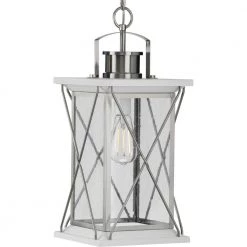 Barlowe Collection 1-Light Stainless Steel Clear Seeded Glass Farmhouse Outdoor Hanging Lantern Light by Progress Lighting