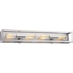 Union Square Collection 4-Light Stainless Steel Clear Glass Coastal Bath Vanity Light by Progress Lighting