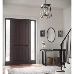 Briarwood 21 in. 4-Light Textured Black Farmhouse Foyer Chandelier with Painted Ceruse Black Oak Frame by Progress Lighting -Progress Lighting Shop textured black progress lighting chandeliers p500178 031 4f 1000