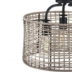 Lavelle Collection 15-5/8 in. 3-Light Natural Rattan Textured Black Global Semi-Flush Mount or Hanging Ceiling Light by Progress Lighting -Progress Lighting Shop textured black progress lighting flush mount lights p350183 031 40 1000