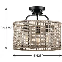 Lavelle Collection 15-5/8 in. 3-Light Natural Rattan Textured Black Global Semi-Flush Mount or Hanging Ceiling Light by Progress Lighting -Progress Lighting Shop textured black progress lighting flush mount lights p350183 031 d4 1000
