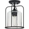 Watch Hill 1-Light Textured Black Clear Seeded Glass Farmhouse Semi-Flush Light by Progress Lighting -Progress Lighting Shop textured black progress lighting outdoor flush mount lights p550110 031 64 1000