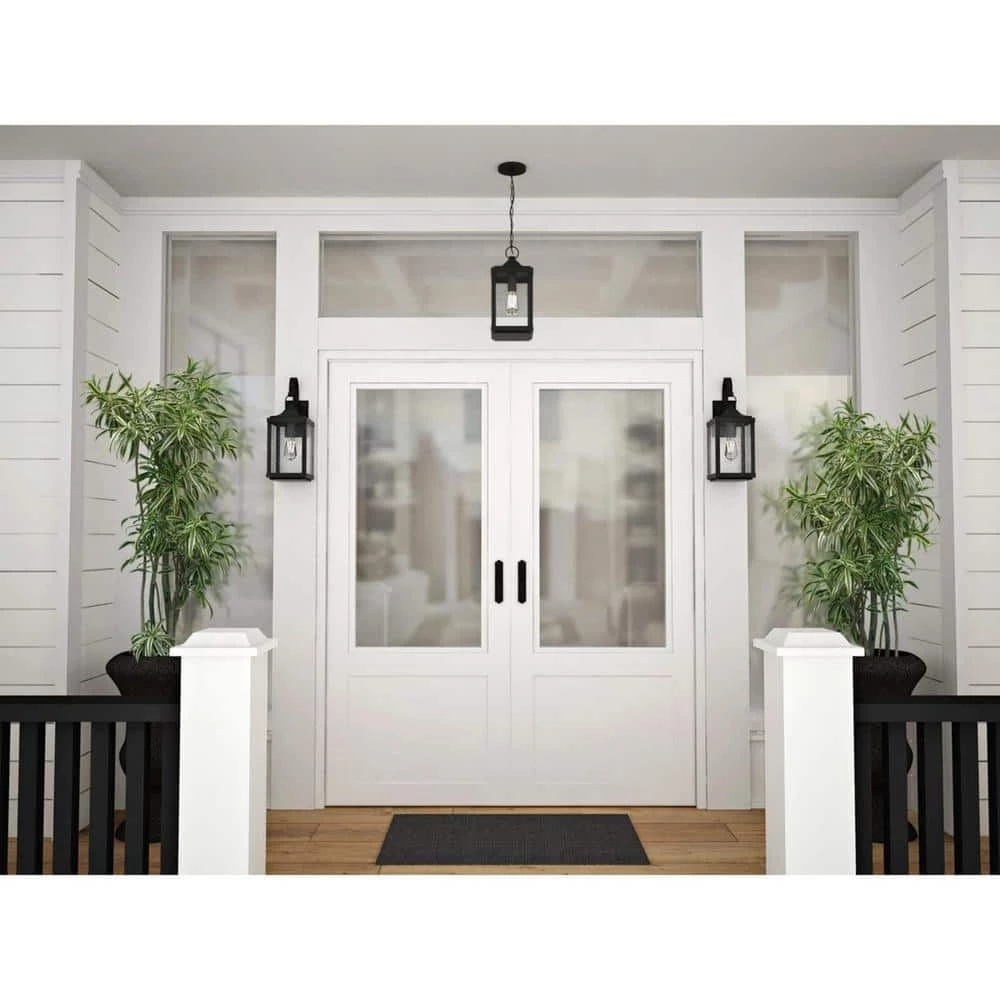 Park Court 1-Light Textured Black Traditional Outdoor Pendant Light with Clear Seeded Glass by Progress Lighting 6 Park Court 1-Light Textured Black Traditional Outdoor Pendant Light with Clear Seeded Glass by Progress Lighting - Image 4