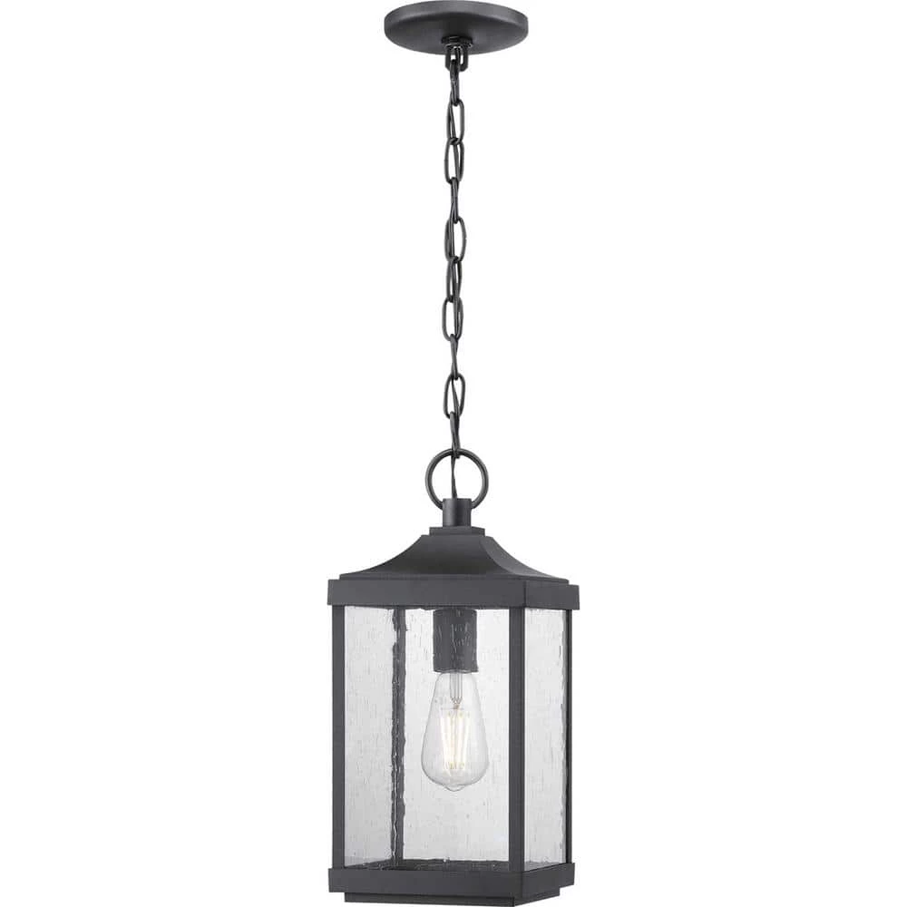 Park Court 1-Light Textured Black Traditional Outdoor Pendant Light with Clear Seeded Glass by Progress Lighting 4 Park Court 1-Light Textured Black Traditional Outdoor Pendant Light with Clear Seeded Glass by Progress Lighting - Image 2