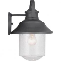 Lakelynn 1-Light 12 in. Textured Black Outdoor Wall Lantern with Clear Seeded Glass by Progress Lighting -Progress Lighting Shop textured black progress lighting outdoor sconces p560213 031 44 1000