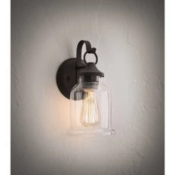 Lindberry 1-Light 11.5 in. Textured Black Outdoor Wall Lantern with Clear Glass by Progress Lighting -Progress Lighting Shop textured black progress lighting outdoor sconces p560225 031 40 1000