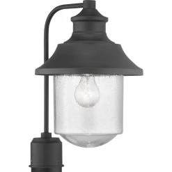 Lakelynn 1-Light Textured Black Outdoor Post Lantern with Clear Seeded Glass by Progress Lighting