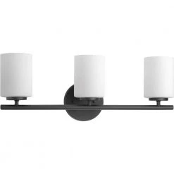 Replay Collection 22 in. 3-Light Black Etched Glass Modern Bathroom Vanity Light by Progress Lighting