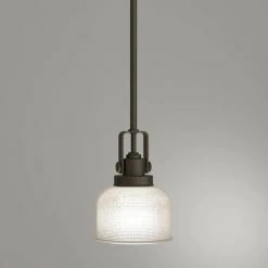 Archie Collection 1-Light Venetian Bronze Mini Pendant with Clear Prismatic Glass by Progress Lighting -Progress Lighting Shop venetian bronze progress lighting pendant lights p5173 74 40 1000