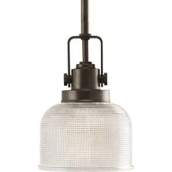Archie Collection 1-Light Venetian Bronze Mini Pendant with Clear Prismatic Glass by Progress Lighting