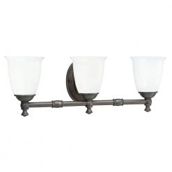 Victorian Collection 3-Light Venetian Bronze White Opal Glass Farmhouse Bath Vanity Light by Progress Lighting