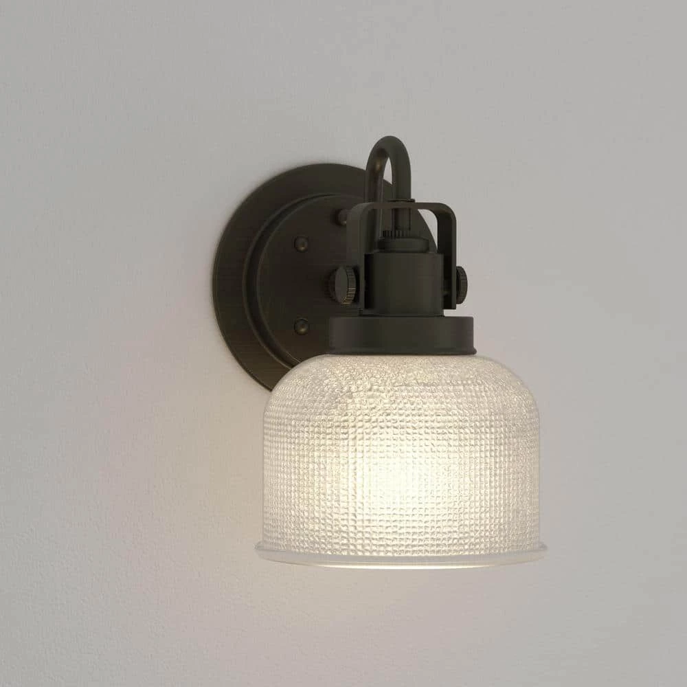 Archie Collection 1-Light Venetian Bronze Clear Double Prismatic Glass Coastal Bath Vanity Light by Progress Lighting 7 Archie Collection 1-Light Venetian Bronze Clear Double Prismatic Glass Coastal Bath Vanity Light by Progress Lighting - Image 5