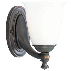 Victorian Collection 1-Light Venetian Bronze White Opal Glass Farmhouse Bath Vanity Light by Progress Lighting