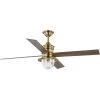 Gillen 56 in. LED Indoor/Outdoor Vintage Brass Vintage Electric Ceiling Fan with Light Kit and Clear Glass Shade by Progress Lighting -Progress Lighting Shop vintage brass progress lighting ceiling fans with lights p250075 163 wb 64 1000