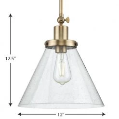 Hinton 1-Light Vintage Brass Seeded Glass Industrial Pendant Light by Progress Lighting -Progress Lighting Shop vintage brass progress lighting chandeliers p500324 163 44 1000