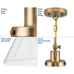 Hinton 1-Light Vintage Brass Seeded Glass Industrial Pendant Light by Progress Lighting -Progress Lighting Shop vintage brass progress lighting chandeliers p500324 163 4f 1000