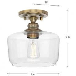 Aiken Collection 1-Light Vintage Brass Clear Glass Farmhouse Flush Mount Light by Progress Lighting -Progress Lighting Shop vintage brass progress lighting flush mount lights p350214 163 66 1000