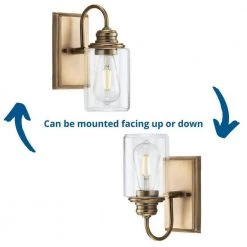 Aiken 1-Light Vintage Brass Clear Glass Vintage Wall Light by Progress Lighting -Progress Lighting Shop vintage brass progress lighting vanity lighting p300320 163 c3 1000