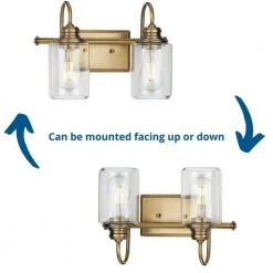 Aiken 2-Light Vintage Brass Clear Glass Vintage Wall Light by Progress Lighting -Progress Lighting Shop vintage brass progress lighting vanity lighting p300321 163 fa 1000