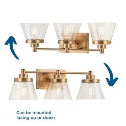 Hinton 24.5 in. 3-Light Vintage Brass Clear Seeded Glass Farmhouse Bath Vanity Light by Progress Lighting -Progress Lighting Shop vintage brass progress lighting vanity lighting p300350 163 1f 1000