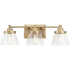 Hinton 24.5 in. 3-Light Vintage Brass Clear Seeded Glass Farmhouse Bath Vanity Light by Progress Lighting -Progress Lighting Shop vintage brass progress lighting vanity lighting p300350 163 44 1000
