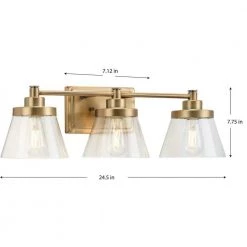 Hinton 24.5 in. 3-Light Vintage Brass Clear Seeded Glass Farmhouse Bath Vanity Light by Progress Lighting -Progress Lighting Shop vintage brass progress lighting vanity lighting p300350 163 66 1000