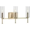 Elara 22.12 in. 3-Light Vintage Brass Vanity Light Clear Glass New Traditional Bath by Progress Lighting