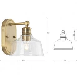 Singleton 7.62 in. 1-Light Vintage Brass Vanity Light with Clear Glass Shade by Progress Lighting -Progress Lighting Shop vintage brass progress lighting vanity lighting p300395 163 66 1000