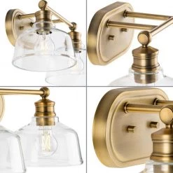 Singleton 17 in. 2-Light Vintage Brass Vanity Light with Clear Glass Shades by Progress Lighting -Progress Lighting Shop vintage brass progress lighting vanity lighting p300396 163 4f 1000